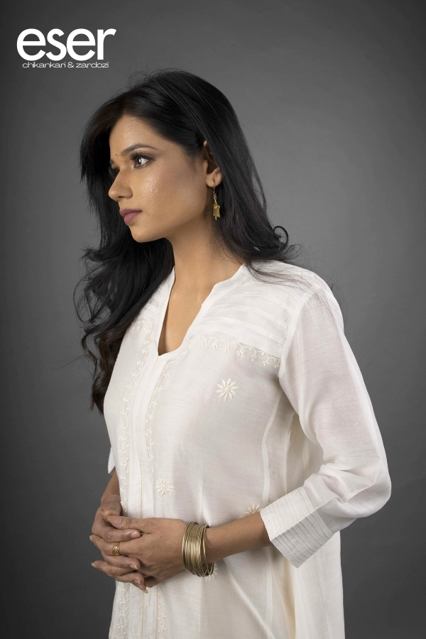 Chanderi Off-White Kurta | Eser