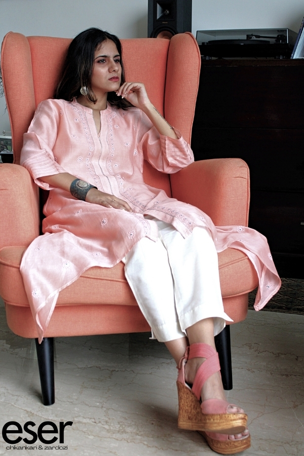 Chanderi Salmon Kurta | Eser