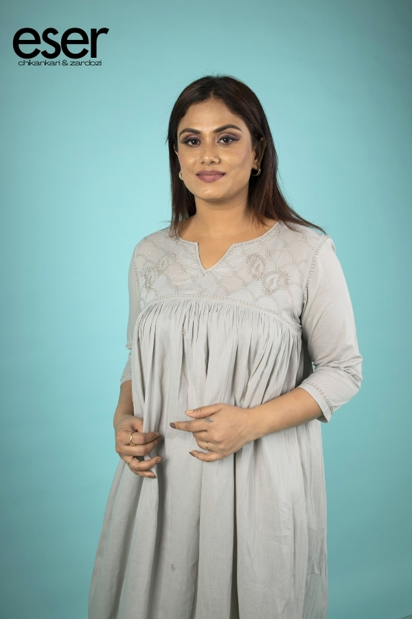 Grey Gathered Dress | Eser