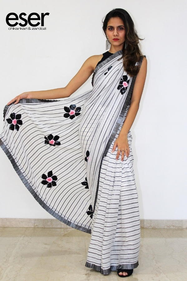 Lurex Black Stripe Saree | Eser
