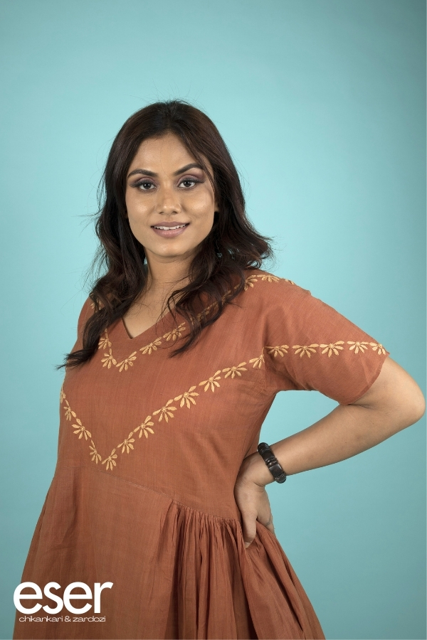 Brown Rust Midi Dress | Eser