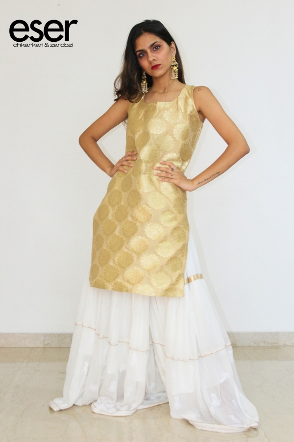 White and Golden Gharara | Eser